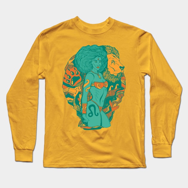 Mountain Green Leo Beauty Long Sleeve T-Shirt by kenallouis